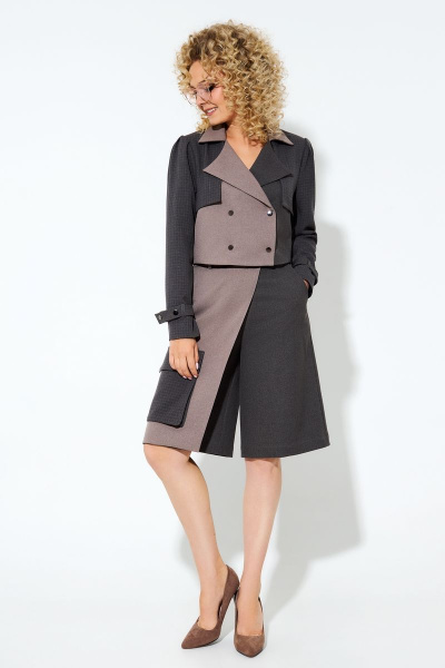 Деловой костюм 2-ка из текстиля с укороченным жакетом Euromoda 471 - фото 1