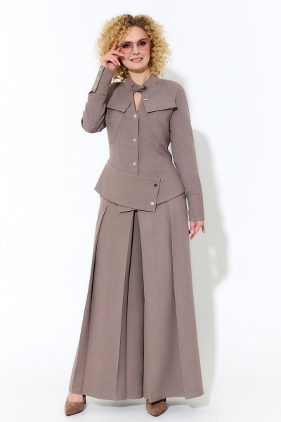 Деловой костюм 2-ка из текстиля с карманами и баской Euromoda 468 - фото 1