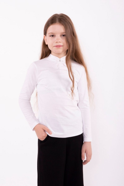 Белый трикотажный джемпер из хлопка для повседневного ношения 8 Марта 10598-3С5130Д40-122,128 белый - фото 4