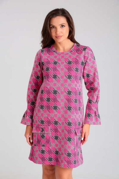 Платье из трикотажа и хлопка с принтом гусиная лапка Mubliz 097 - фото 8