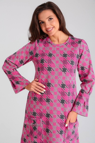 Платье из трикотажа и хлопка с принтом гусиная лапка Mubliz 097 - фото 3