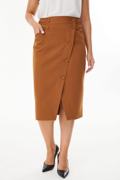 Демисезонный костюм из жакета и юбки в деловом стиле MALI 723-068 медь - фото 12