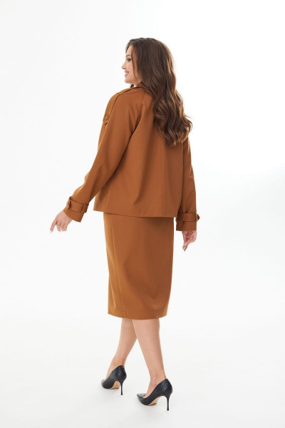 Демисезонный костюм из жакета и юбки в деловом стиле MALI 723-068 медь - фото 8