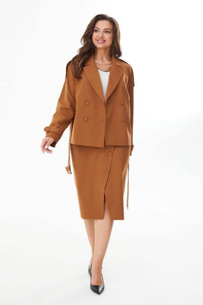 Демисезонный костюм из жакета и юбки в деловом стиле MALI 723-068 медь - фото 1