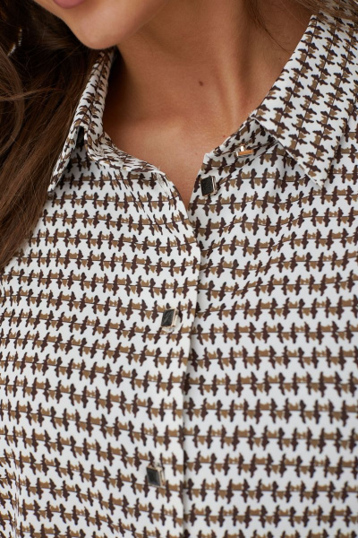 Демисезонная блуза прямого силуэта с воротником-стойкой MALI 623-075 диор - фото 4