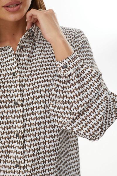 Демисезонная блуза прямого силуэта с воротником-стойкой MALI 623-075 диор - фото 3