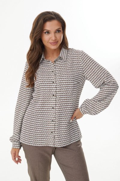 Демисезонная блуза прямого силуэта с воротником-стойкой MALI 623-075 диор - фото 2