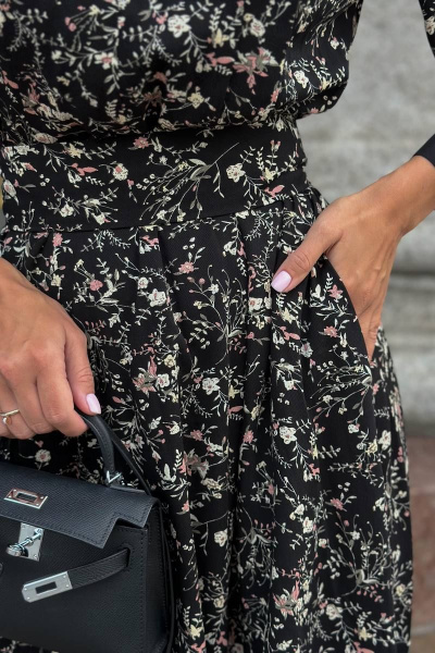 Черное платье из вискозы и текстиля Pavlova 046/1 - фото 7