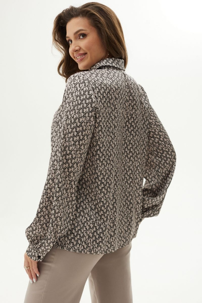 Демисезонная блуза прямого силуэта с воротником-стойкой MALI 623-075 тирамису - фото 10