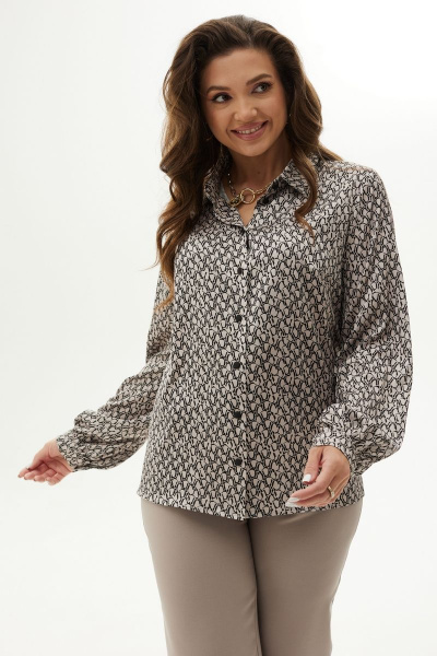 Демисезонная блуза прямого силуэта с воротником-стойкой MALI 623-075 тирамису - фото 8