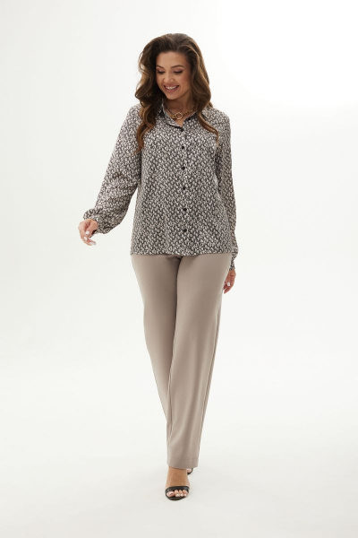 Демисезонная блуза прямого силуэта с воротником-стойкой MALI 623-075 тирамису - фото 4