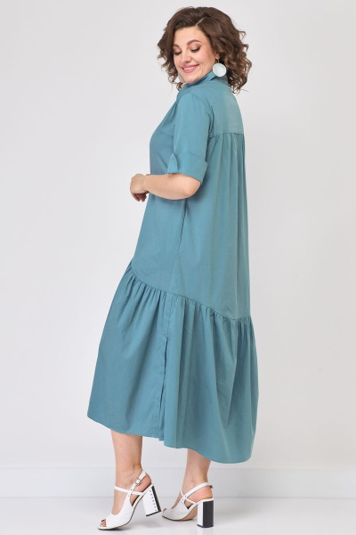 Бирюзовое летнее платье-халат из кружевного текстиля в стиле бохо Solomeya Lux 812 мята - фото 6