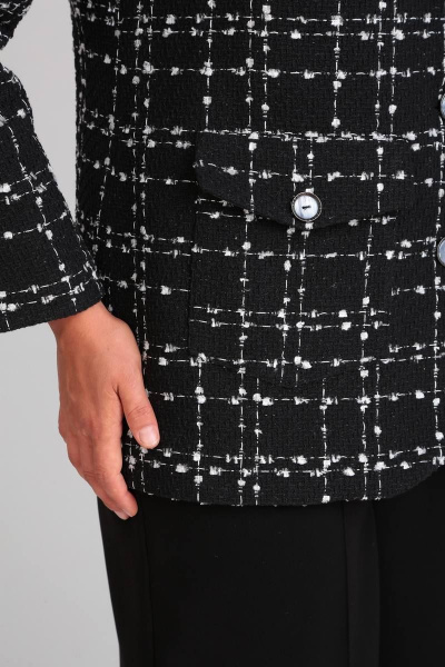 Жакет в клетку шанель из шерсти и вискозы Mubliz 020 черный - фото 7