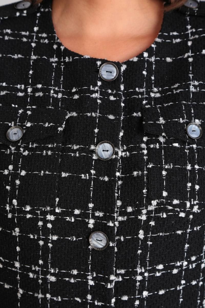 Жакет в клетку шанель из шерсти и вискозы Mubliz 020 черный - фото 6