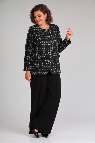 Жакет в клетку шанель из шерсти и вискозы Mubliz 020 черный - фото 4