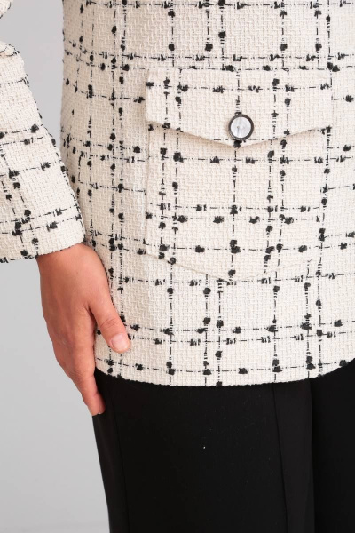 Жакет в клетку шанель из шерсти и вискозы, белый Mubliz 020 белый - фото 7