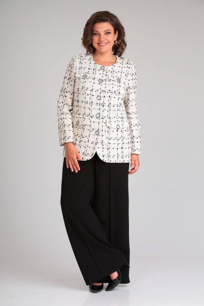 Жакет в клетку шанель из шерсти и вискозы, белый Mubliz 020 белый - фото 3