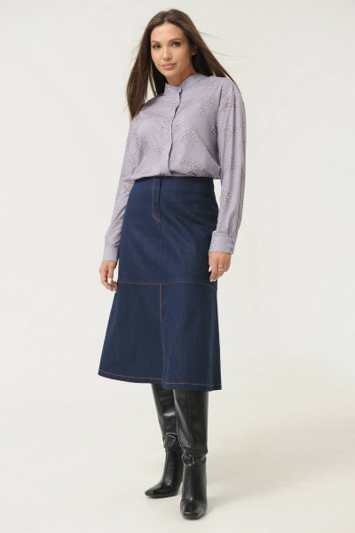 Джинсовая юбка с разрезом и контрастной строчкой Ma Сherie 2014 темно-синий - фото 9