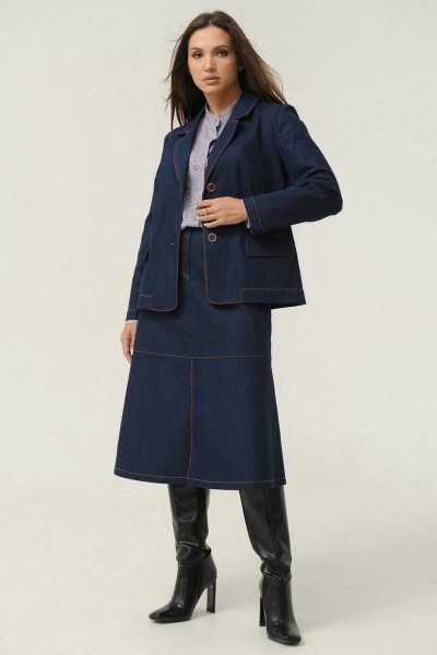 Джинсовая юбка с разрезом и контрастной строчкой Ma Сherie 2014 темно-синий - фото 8