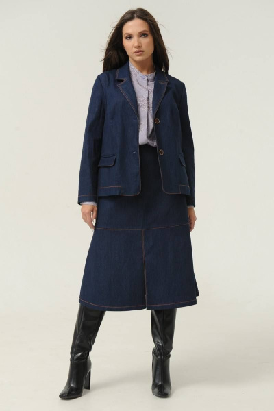 Джинсовая юбка с разрезом и контрастной строчкой Ma Сherie 2014 темно-синий - фото 7