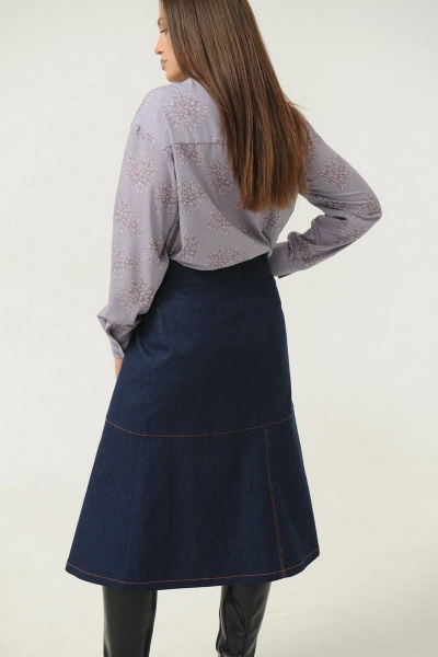 Джинсовая юбка с разрезом и контрастной строчкой Ma Сherie 2014 темно-синий - фото 2