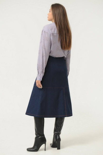 Джинсовая юбка с разрезом и контрастной строчкой Ma Сherie 2014 темно-синий - фото 6