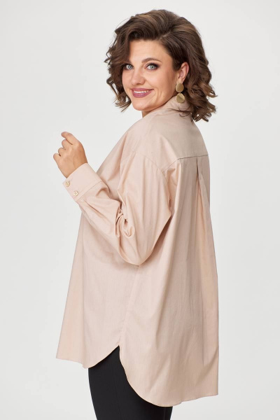 Рубашка деловая свободного силуэта с разрезами и складками Avenue 0319 бежевый - фото 3