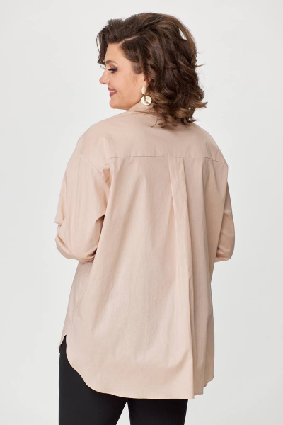 Рубашка деловая свободного силуэта с разрезами и складками Avenue 0319 бежевый - фото 4