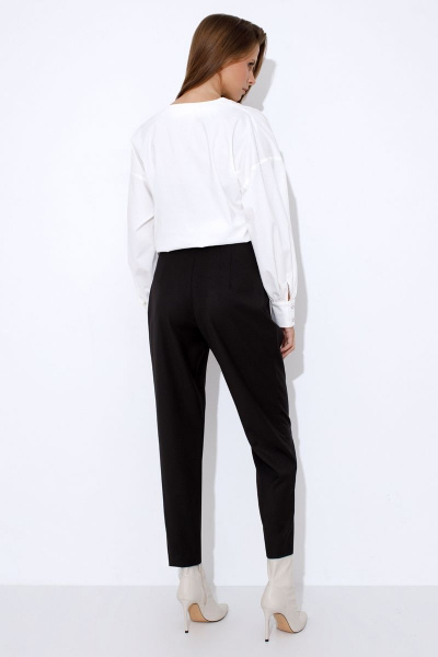 Брюки деловые из текстиля и комплект: топ и блуза Luitui R2053 черный - фото 2