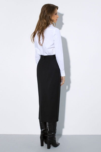 Юбка-карандаш классическая с застежкой и разрезом Luitui R2052 черный - фото 3