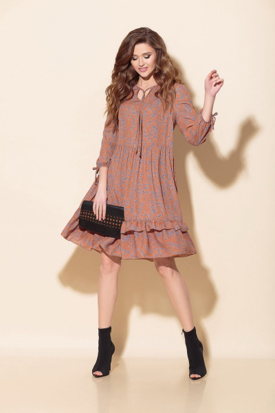 Свободное платье из шифонового принтованного шифона с воланом Anna Majewska 1355 - фото 1