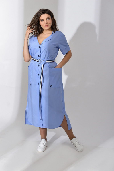 Платье из хлопка с коротким рукавом и накладными карманами Anna Majewska А305 - фото 1