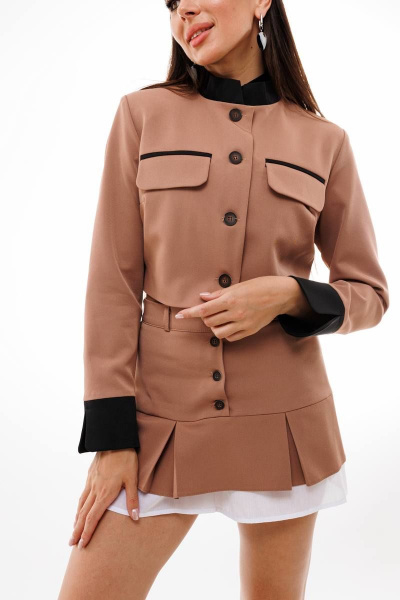 Короткая бежевый юбка со складками и кокетками Anelli 1356.2 капучино - фото 3