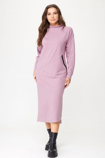 Элегантное платье прямого силуэта с асимметричным низом Abbi 1019 пыльная-роза - фото 12