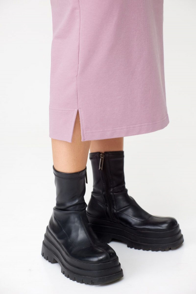 Элегантное платье прямого силуэта с асимметричным низом Abbi 1019 пыльная-роза - фото 9