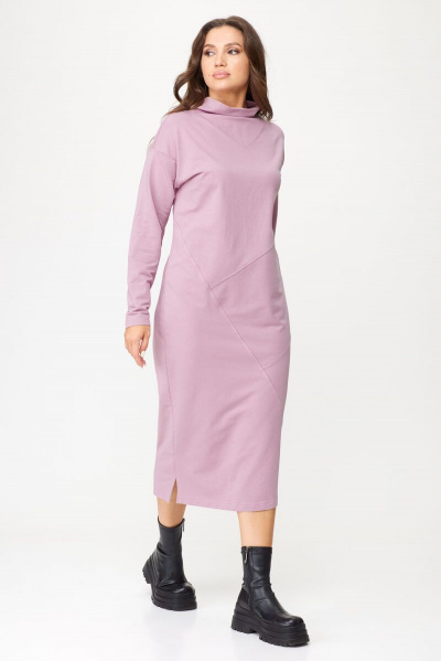 Элегантное платье прямого силуэта с асимметричным низом Abbi 1019 пыльная-роза - фото 7