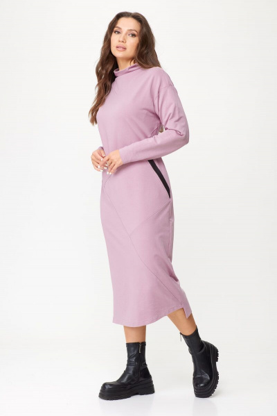 Элегантное платье прямого силуэта с асимметричным низом Abbi 1019 пыльная-роза - фото 6