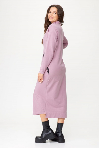 Элегантное платье прямого силуэта с асимметричным низом Abbi 1019 пыльная-роза - фото 2