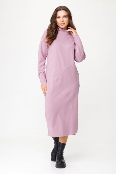 Элегантное платье прямого силуэта с асимметричным низом Abbi 1019 пыльная-роза - фото 1