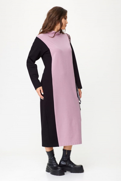 Стильное платье из трикотажа с отделочной вставкой и карманами Abbi 1020 пыльная-роза - фото 14
