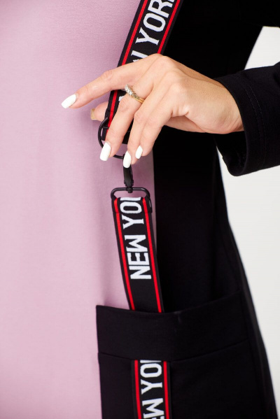 Стильное платье из трикотажа с отделочной вставкой и карманами Abbi 1020 пыльная-роза - фото 12