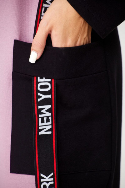 Стильное платье из трикотажа с отделочной вставкой и карманами Abbi 1020 пыльная-роза - фото 11