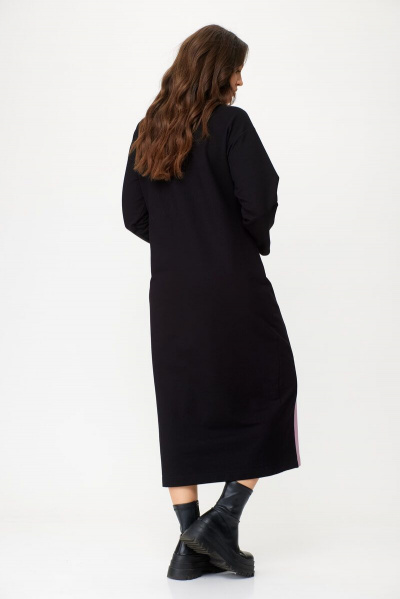 Стильное платье из трикотажа с отделочной вставкой и карманами Abbi 1020 пыльная-роза - фото 10