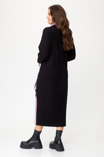 Стильное платье из трикотажа с отделочной вставкой и карманами Abbi 1020 пыльная-роза - фото 9