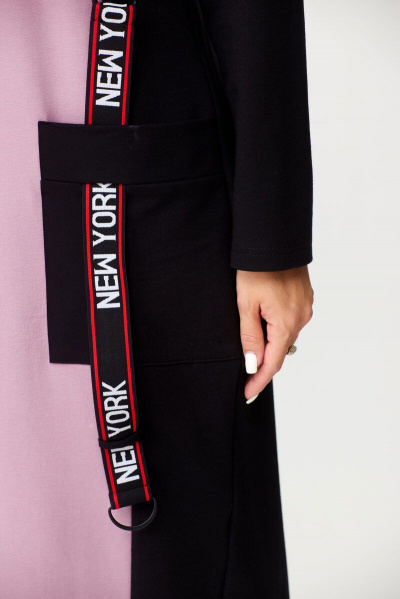 Стильное платье из трикотажа с отделочной вставкой и карманами Abbi 1020 пыльная-роза - фото 3