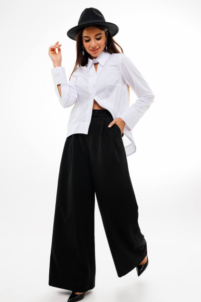 Деловая рубашка с треугольными вырезами и удлиненной спинкой Anelli 1393 белый - фото 5