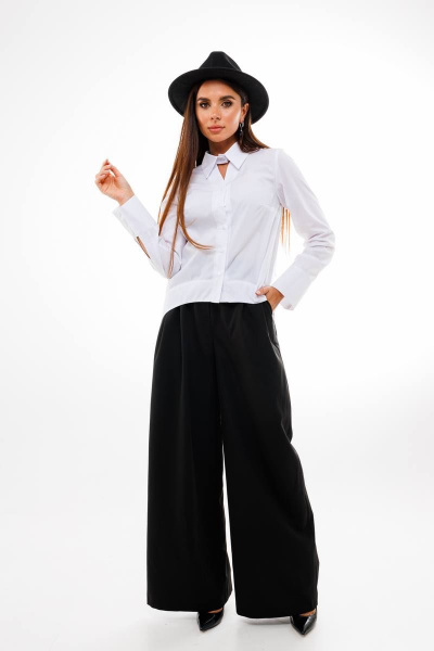 Деловая рубашка с треугольными вырезами и удлиненной спинкой Anelli 1393 белый - фото 4