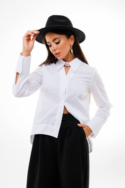 Деловая рубашка с треугольными вырезами и удлиненной спинкой Anelli 1393 белый - фото 1