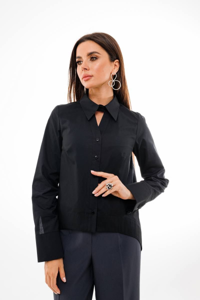 Деловая рубашка с треугольными вырезами из текстиля Anelli 1393 черный - фото 2