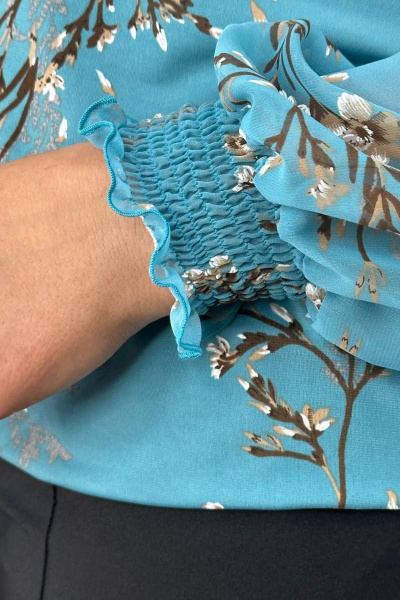 Легкая блузка из шифона с рюшами и завязками LindaLux 812 голубая_сакура - фото 6